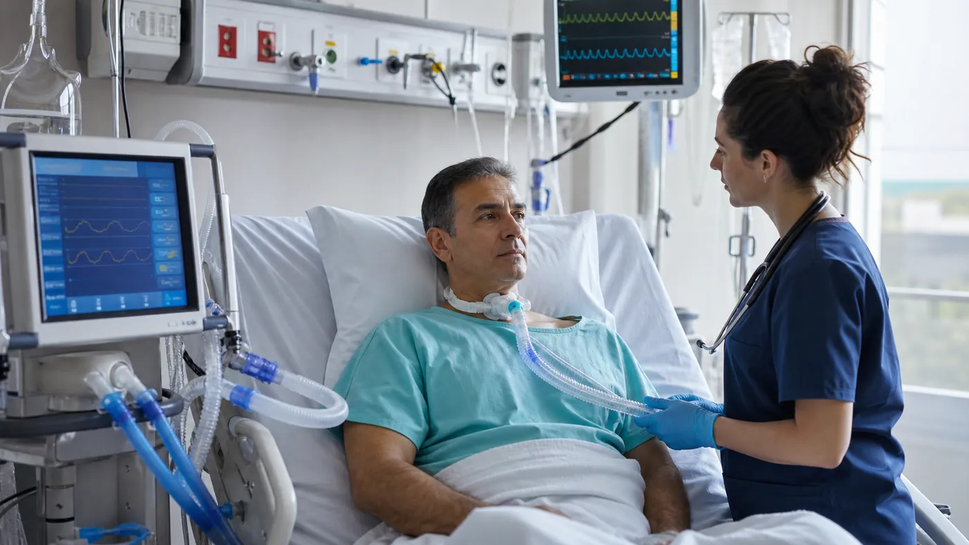 Paciente despierto realizando una prueba de ventilación espontánea con supervisión